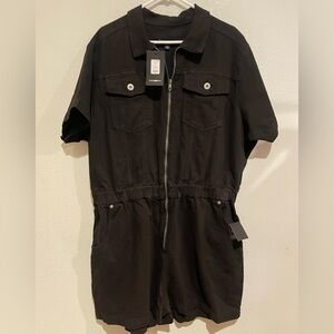 NWT Fashion Nova Black Denim Romper